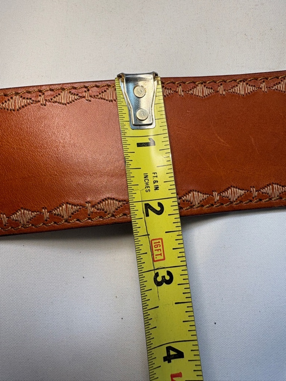 Adoppia Vita Boho Western Tooled Leather Belt Ornate Bronze Buckle 36 Inches‎ - Picture 4 of 5